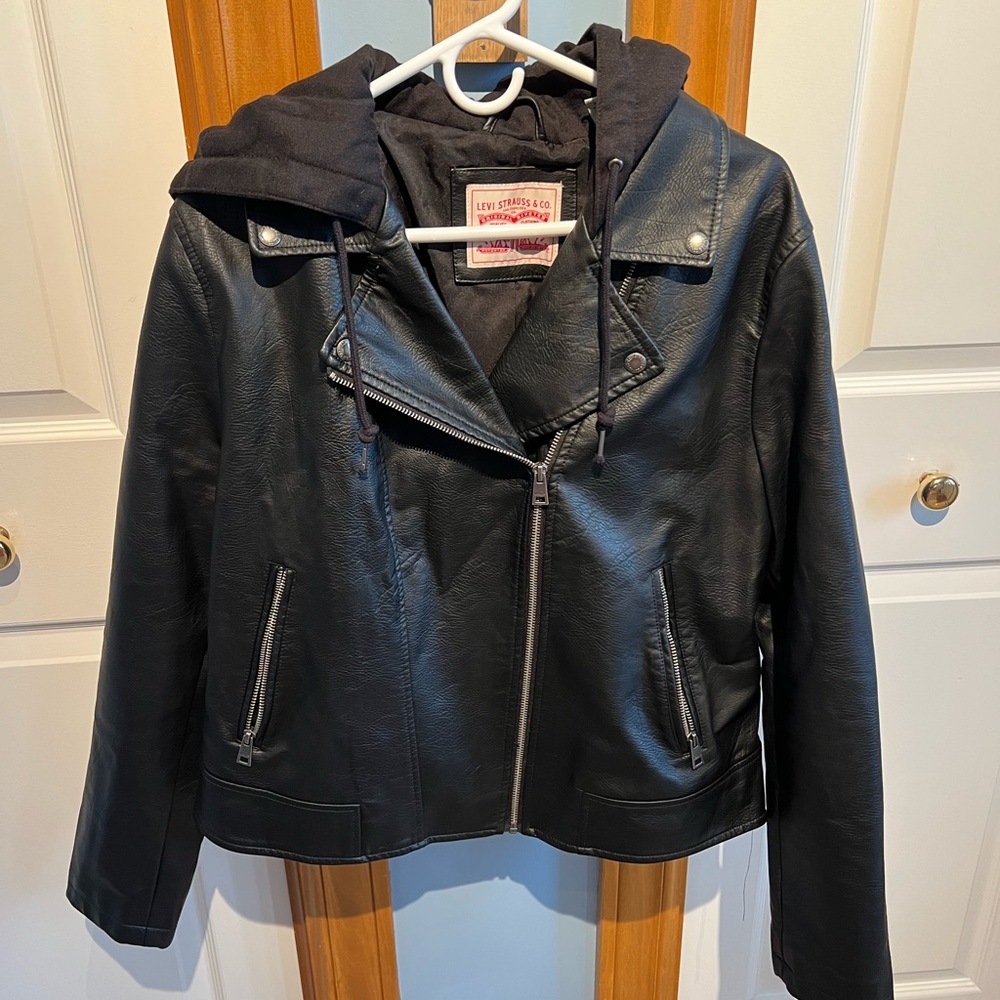 Levi’s faux leather hooded jacket XXL